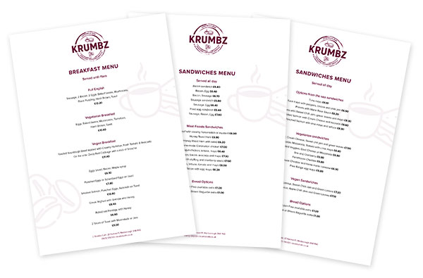 Krumbz Cafe Menu Eating In