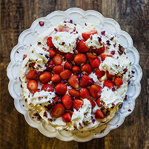 Strawberries on a cream cake